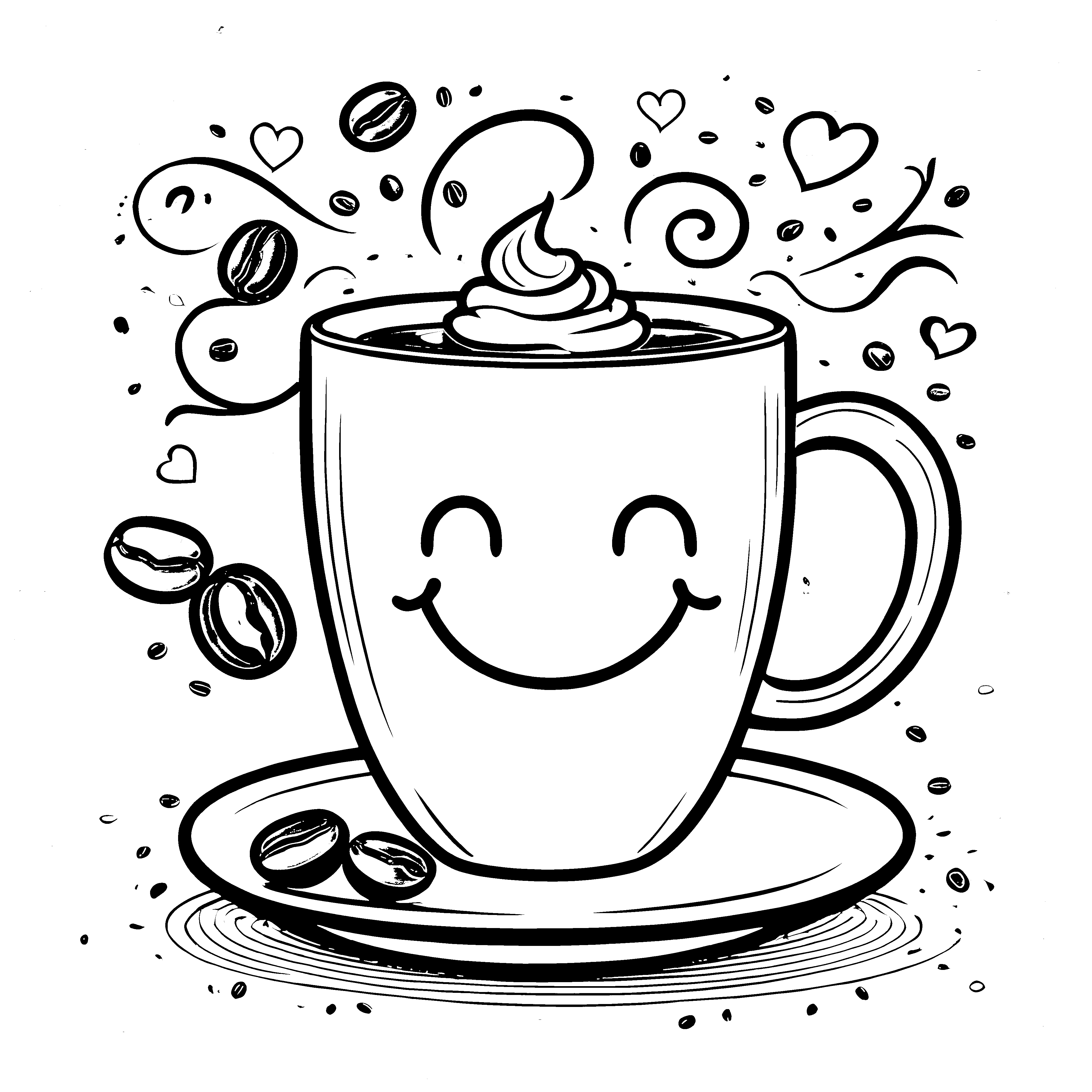 Heiteres Kaffeegesicht mit Sahnehaube Bastelmotiv für kreative Kaffeeliebhaber