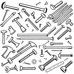 Stabile Hämmer mit Nägeln Bastelmotiv für neugierige Bauhelfer