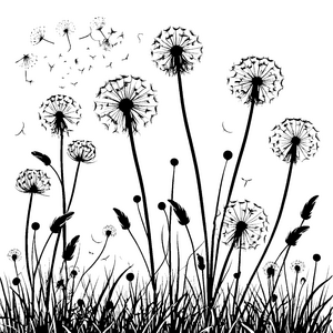 Lebendige Pusteblumen mit Vögeln Bastelvorlage für mutige Wiesenbewohner