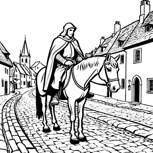 Historischer Sankt Martin auf Pferd Bastelmotiv für junge Kirchenbesucher