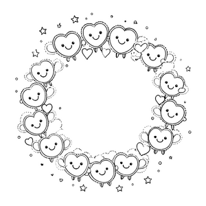 Herzliche Kawaii-Wolken mit Sternen Malvorlage für neugierige Himmelsfreunde