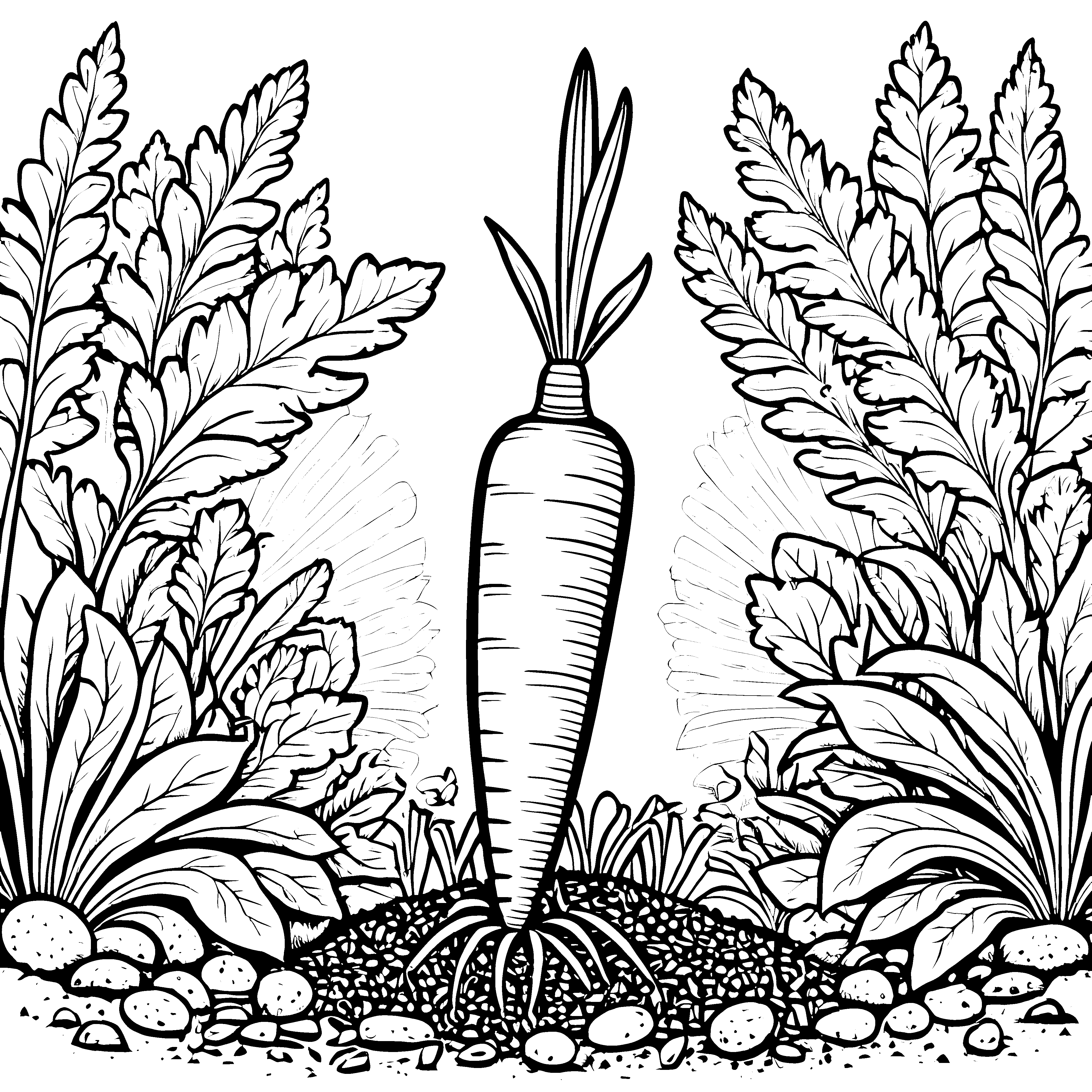 Prächtige Karotte im Gartenbeet Bastelmotiv für neugierige Pflanzenschützer