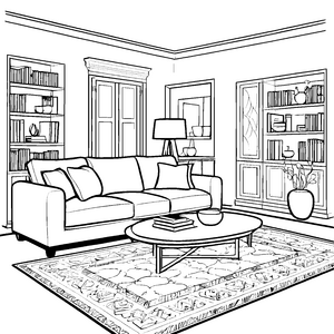 Runder Couchtisch mit Büchern Malbild für junge Wohnraumprofis