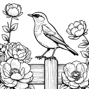 Niedlicher Vogel auf Holzzaun Bastelmotiv für junge Naturkinder