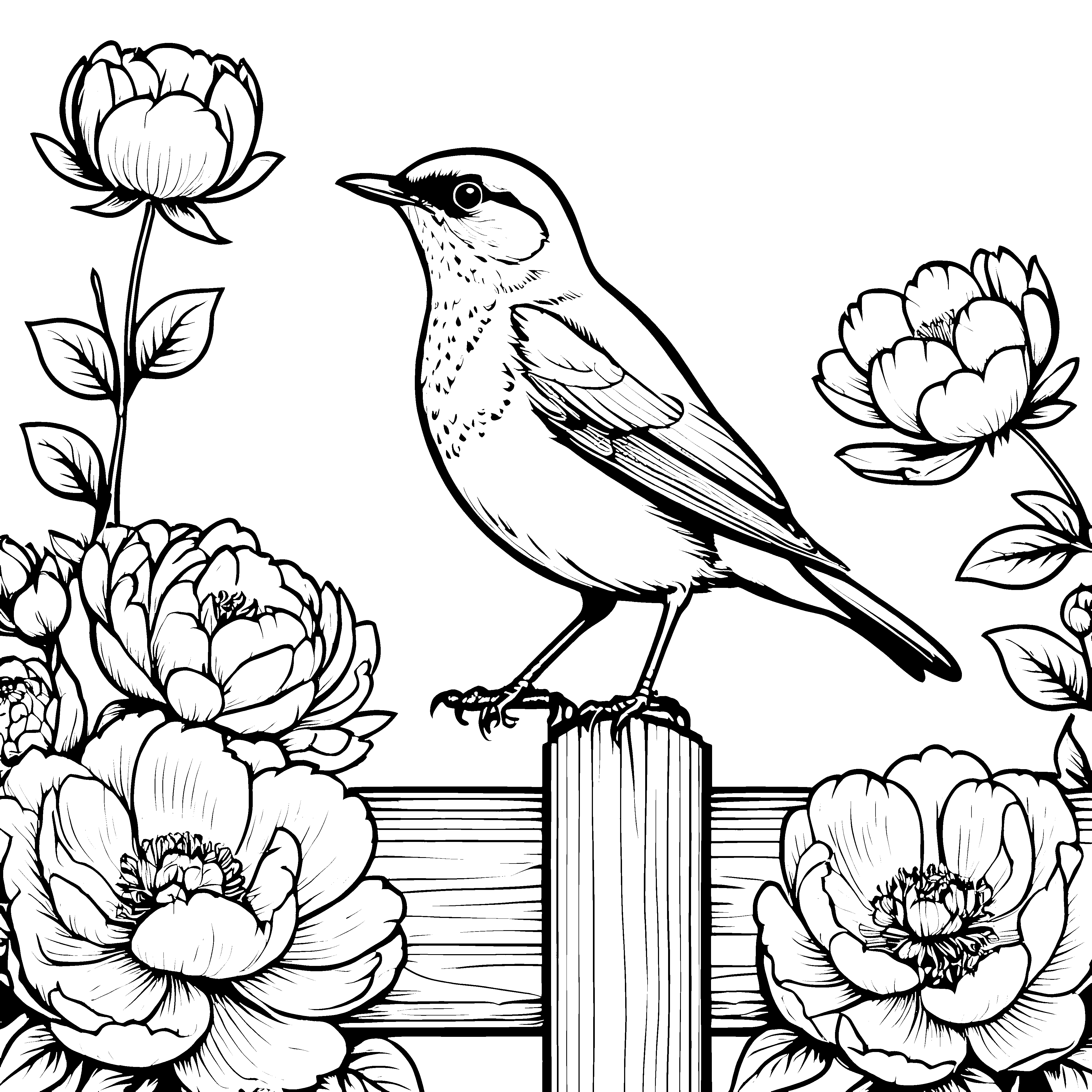 Niedlicher Vogel auf Holzzaun Bastelmotiv für junge Naturkinder