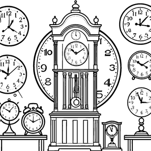Prachtvolle Standuhr mit Wanduhren Malbild für verträumte Zeitmesser