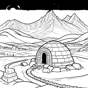Abenteuerliches Iglu mit Eisenbahnspur Bastelvorlage für verträumte Bergfahrer