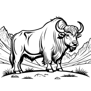 Stolzer Yak in Berglandschaft Malbild für verträumte Hochlandfreunde