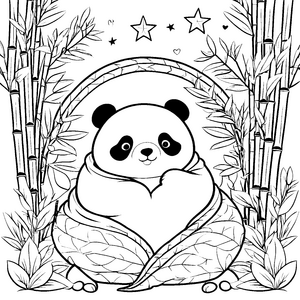 Geborgener Panda im Bambushain Malvorlage für kleine Waldfreunde