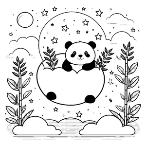 Liebervoller Panda im großen Herz Bastelvorlage für malfreudige Sternenfreunde