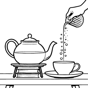 Gemütliche Teekanne mit Tasse Bastelmotiv für Bücherwürmer