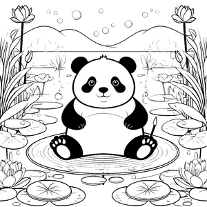 Sanfter Panda mit Pinsel Ausmalbild für Teichbegeisterte