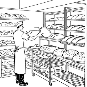 Stolzer Bäcker mit Brotform Bastelmotiv für kleine Backwarenfans