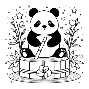 Herzlicher Panda auf Geschenkpaket Malvorlage für kleine Sternensammler