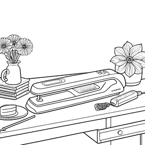 Schickes Glätteisen mit Blumenvase Bastelvorlage für Friseureträume