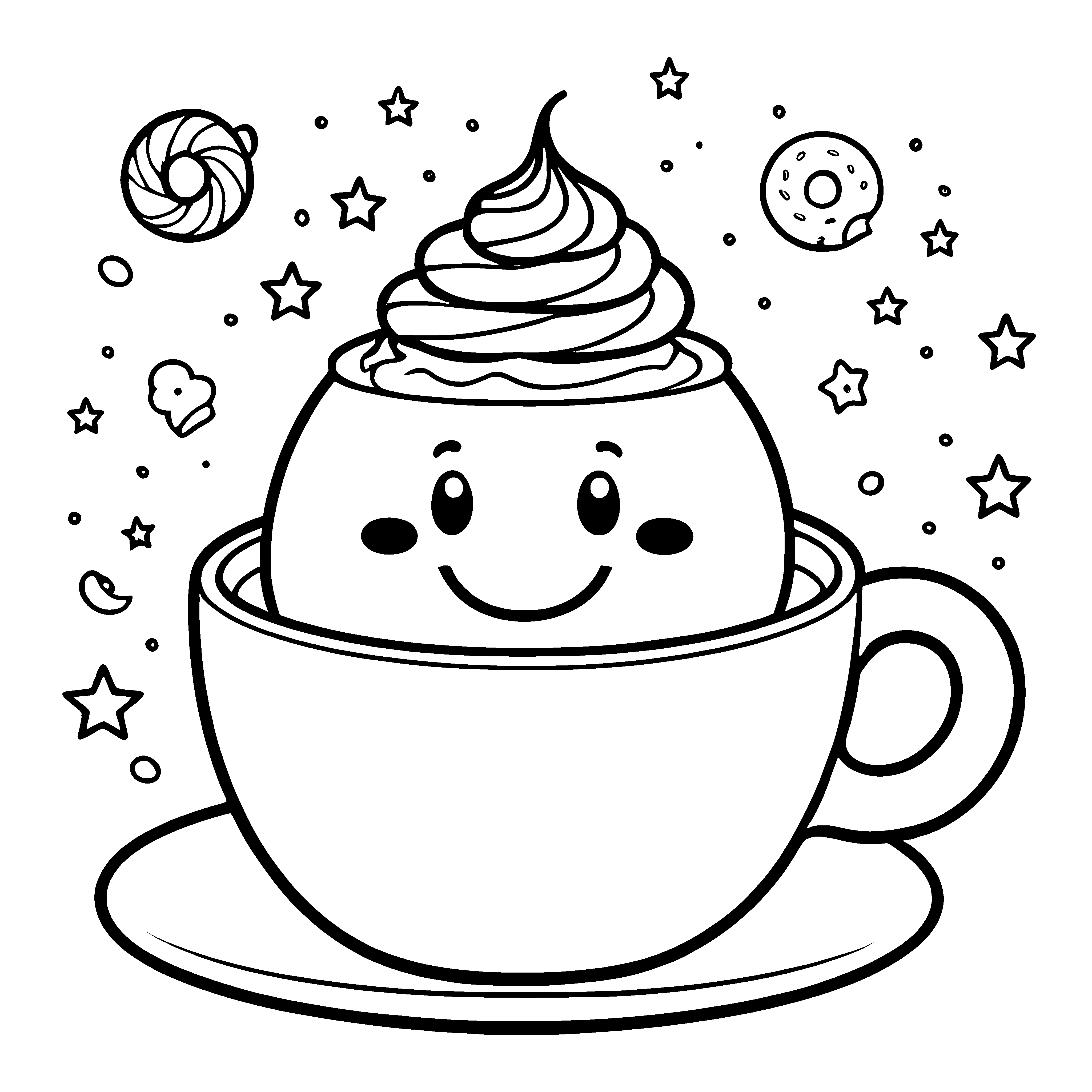 Herzlicher Kaffee mit Sahnehaube Malbild für malfreudige Naschkatzen