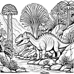 Wundersamer Pachycephalosaurus bei Palmen Malvorlage für kleine Dschungelträumer