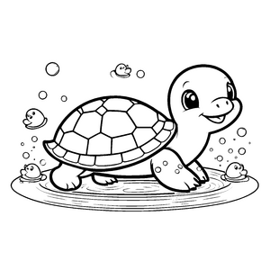 Heiteres Kawaii-Schildkröten-Motiv mit Enten-Bastelmotiv für junge Wassiespieler