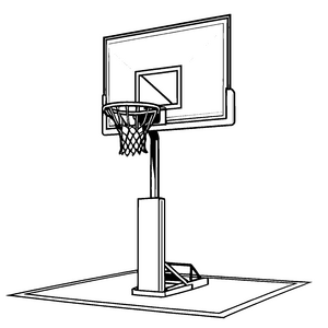 Wuchtiger Basketballkorb auf Standgestell Malbild für kleine Hallensportler