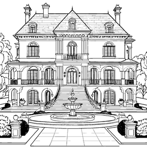 Prachtvolle Villa mit Treppe Malvorlage für neugierige Palastbauer