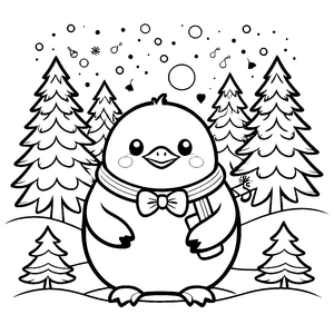Herzlicher Pinguin mit Schal Ausmalbild für verträumte Schneeflockenfreunde