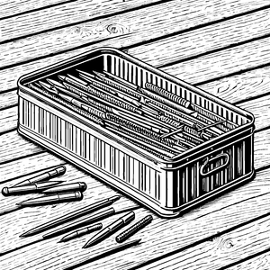 Rustikale Nägel in der Metallbox Ausmalbild für kleine Werkstattfreunde
