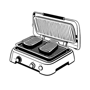 Offener Kontaktgrill mit Toastscheiben Bastelmotiv für junge Frühstücksfreunde