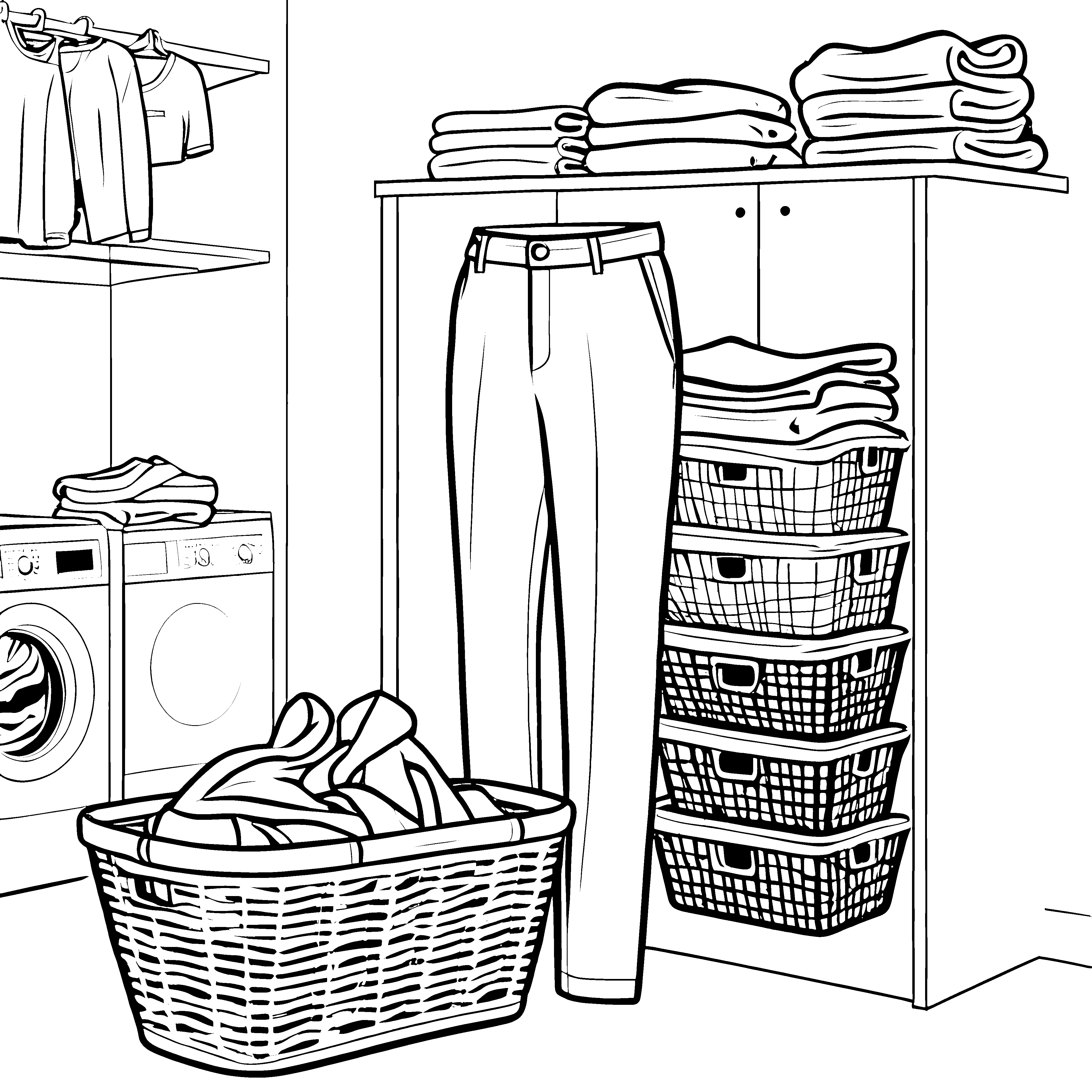 Ordentliche Damenhose am Schrank Malbild für fröhliche Wäschefreunde