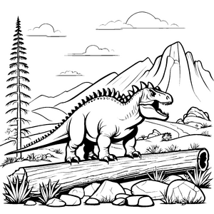 Mutiger Pachycephalosaurus auf Baumstamm Ausmalbild für malfreudige Gebirgsforscher