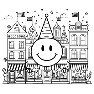 Festlicher Smiley mit Partyhut Malvorlage für verträumte Weihnachtsfreunde