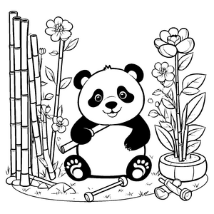 Herzlicher Panda mit Bambus Bastelvorlage für fröhliche Naturfreunde