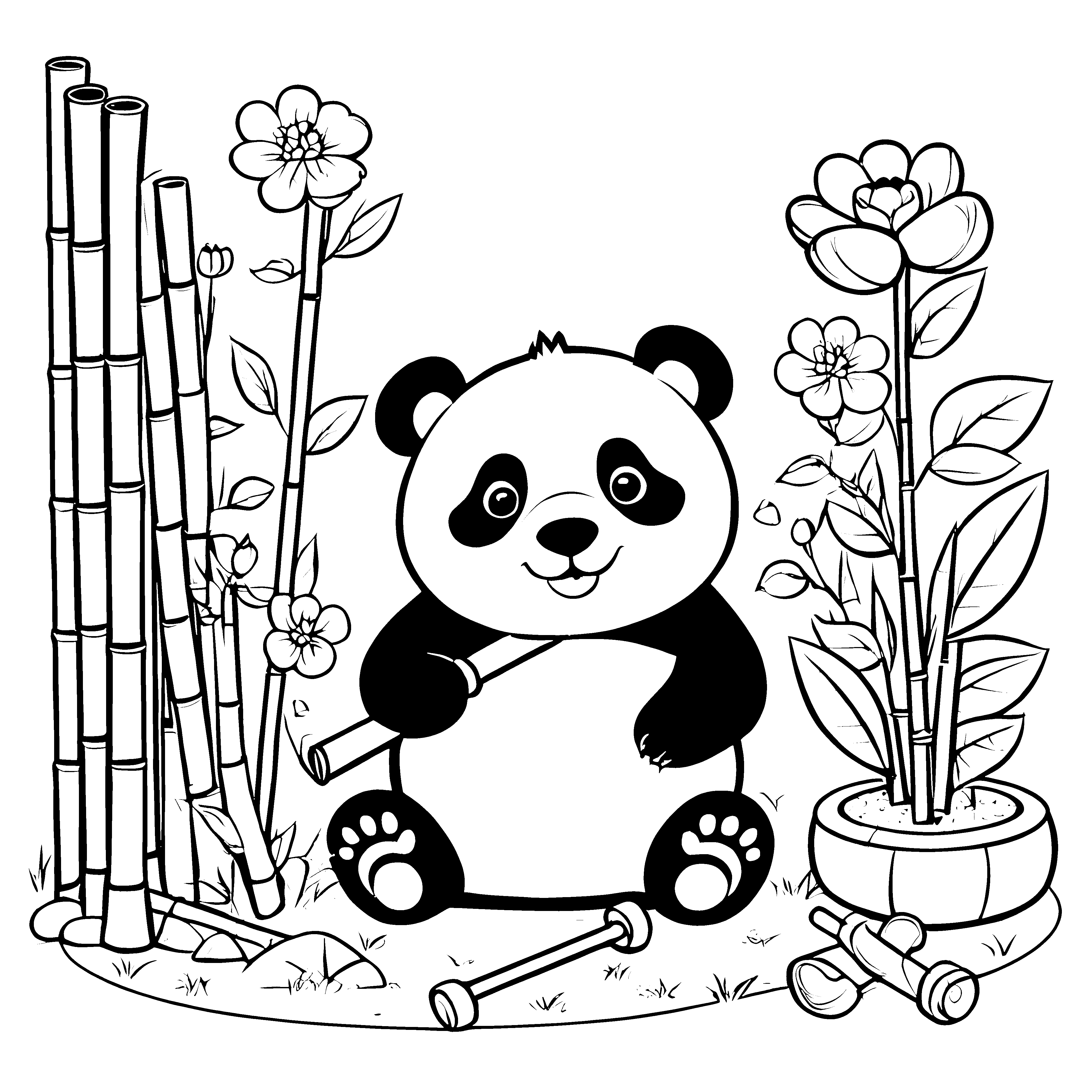 Herzlicher Panda mit Bambus Bastelvorlage für fröhliche Naturfreunde