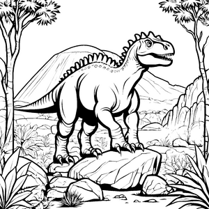 Wuchtiger Pachycephalosaurus auf Felsen Malvorlage für junge Steinjäger