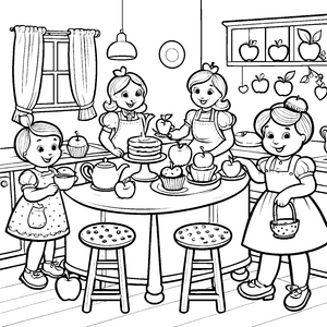 Gemütliche Kawaii-Äpfel mit Kuchen-Bastelmotiv für kleine Backfreunde