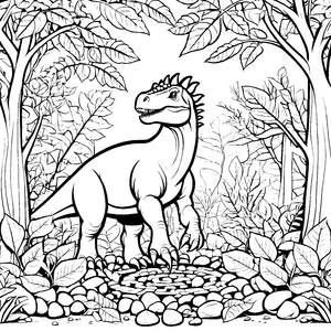 Kräftiger Pachycephalosaurus im Farnwald Ausmalbild für mutige Waldwächter