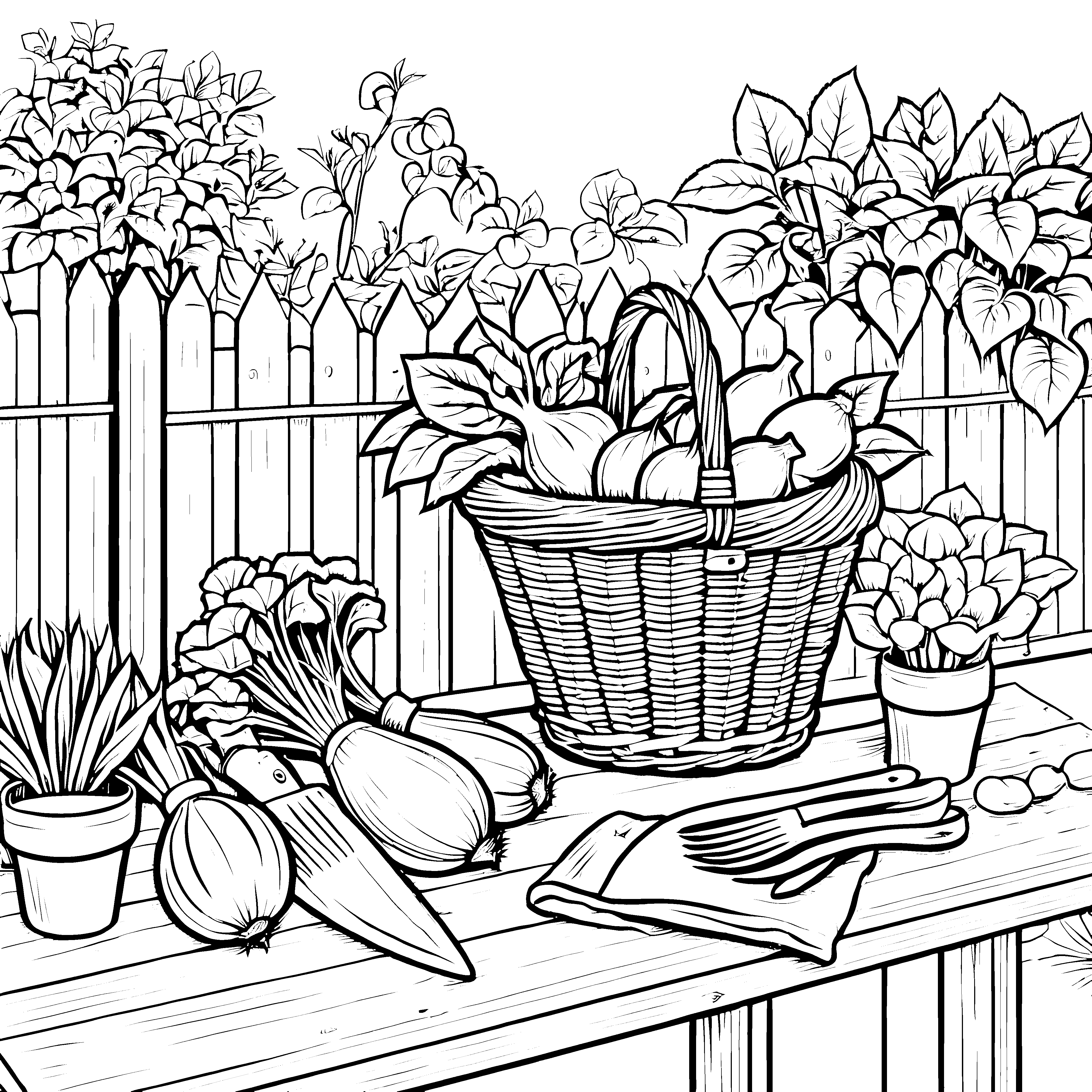Ländliche Steckrüben im Korb Bastelvorlage für kleine Gartenfreunde