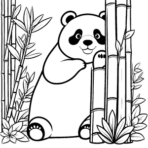 Neugieriger Panda im Bambuswald Malbild für verträumte Waldfreunde