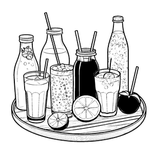 Erfrischende Getränke mit Zitrusfrüchten Malbild für verträumte Saftgenießer
