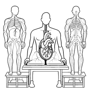 Anatomisches Herz mit Skelett Bastelvorlage für neugierige Körperbegeisterte