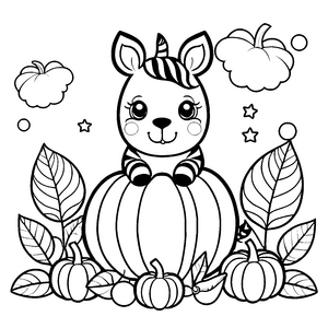 Bezauberndes Kawaii-Zebra auf Kürbis Bastelmotiv für fröhliche Herbstfreunde