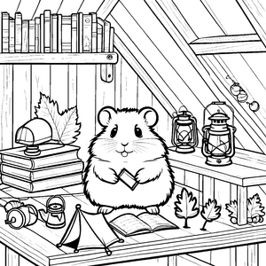 Bedächtiger Hamster mit Buch Bastelvorlage für kleine Lesefreunde