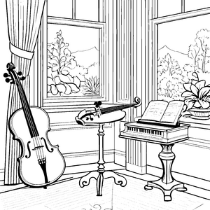 Harmonische Geige mit Klavier Malbild für Musikbegeisterte