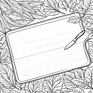 Filigrane Amaranthblätter mit Notizbuch Ausmalvorlage für junge Schreibfreunde