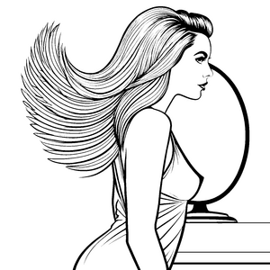 Elegante Frau mit Stufenschnitt Malvorlage für Friseure