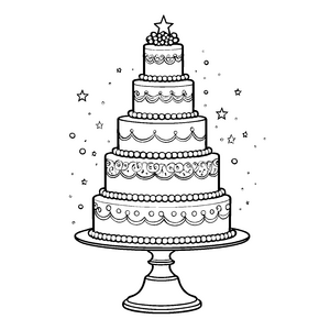 Prunkvolle Hochzeitstorte mit Krone Ausmalbild für malfreudige Feierlustige