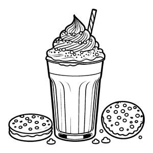 cremiger Milchshake mit Keksen Malbild für fröhliche Naschhelden