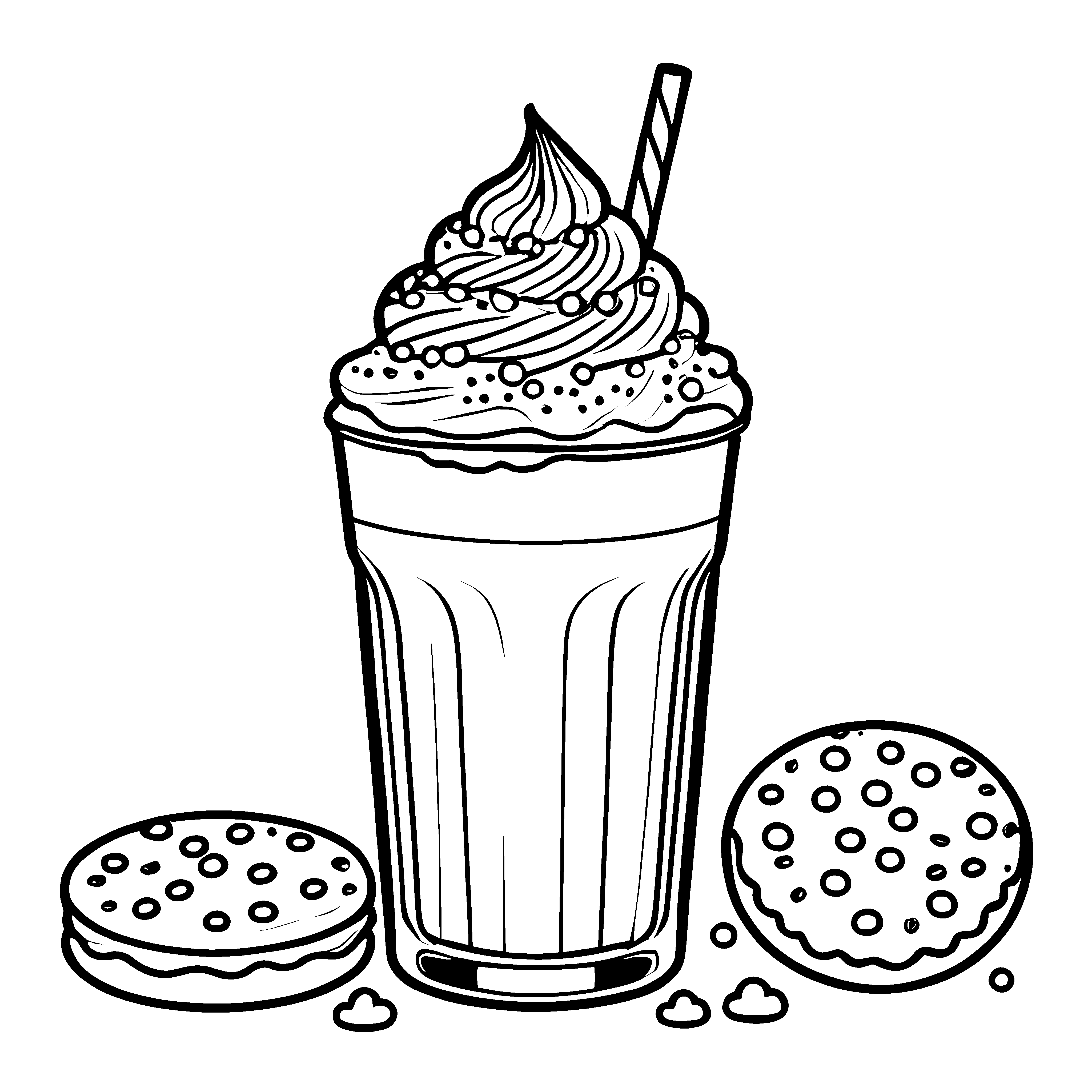 cremiger Milchshake mit Keksen Malbild für fröhliche Naschhelden