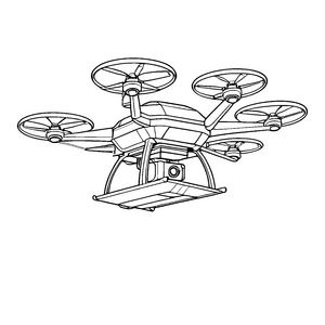 Technische Drohne mit Kamera Malvorlage für verträumte Luftfahrtfreunde