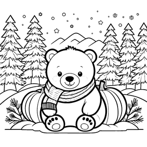 Herzlicher Bär mit Schal Bastelmotiv für malfreudige Winterkinder