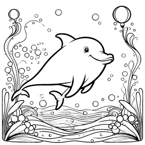 Herzlicher Kawaii-Delfin mit Seifenblasen Bastelmotiv für mutige Meeresbewohner